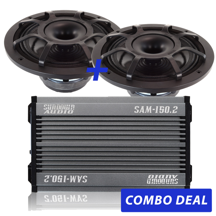 2 BPS-8" Powersports Speakers & 1 SAM-150.2 Combo Deal
