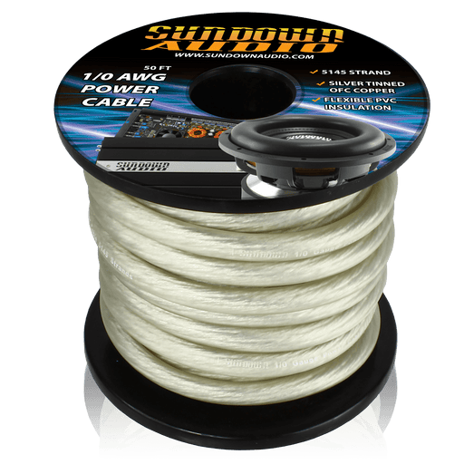 1/0 SILVER 50' Tinned OFC Oxygen Free Copper Power Cable - Sundown Audio