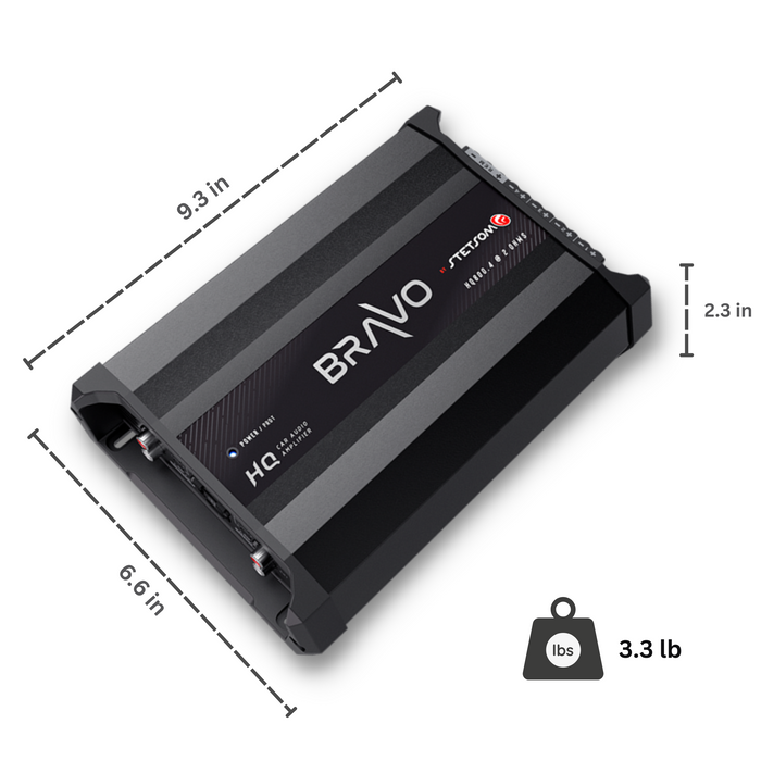 STETSOM BRAVO HQ 800.4 MULTICHANNEL CAR AUDIO DIGITAL AMPLIFIER (2 OHMS STABLE - 800 WATTS RMS)
