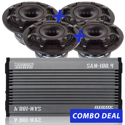 4 BPS-6.5" Powersports Speakers & 1 SAM-100.4 Combo Deal