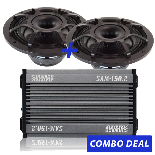 2 BPS-8" Powersports Speakers & 1 SAM-150.2 Combo Deal