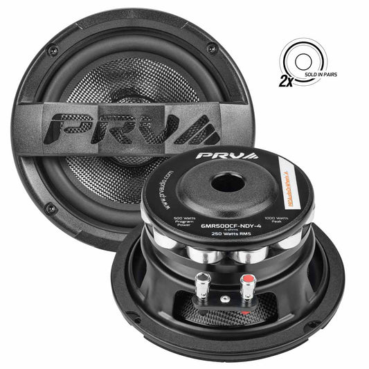 PRV Audio PAIR of 6MR500CF-NDY-4 500W Neo Midrange Car Pro Audio Speakers MID