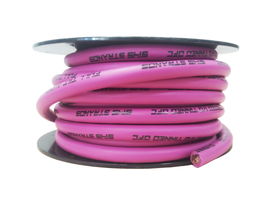LIMITED EDITION: Full Tilt 1/0 PINK 50' Tinned OFC Oxygen Free Copper Power/Ground Cable/Wire