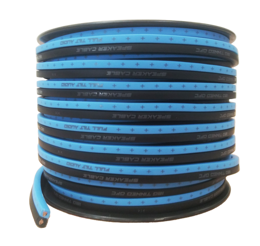 LIMITED EDITION: Full Tilt 12 Gauge Light Blue/Black 100' Tinned OFC Oxygen Free Copper Speaker Wire