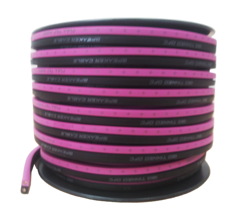 LIMITED EDITION: Full Tilt 12 Gauge Pink/Black 100' Tinned OFC Oxygen Free Copper Speaker Wire