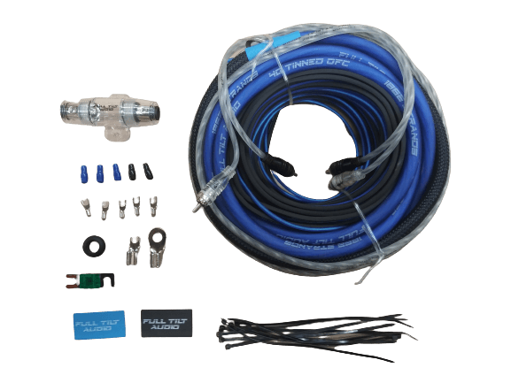 Full Tilt 4 Gauge AWG Blue/Black Amplifier/Amp Wire Kit - Showtime Electronics