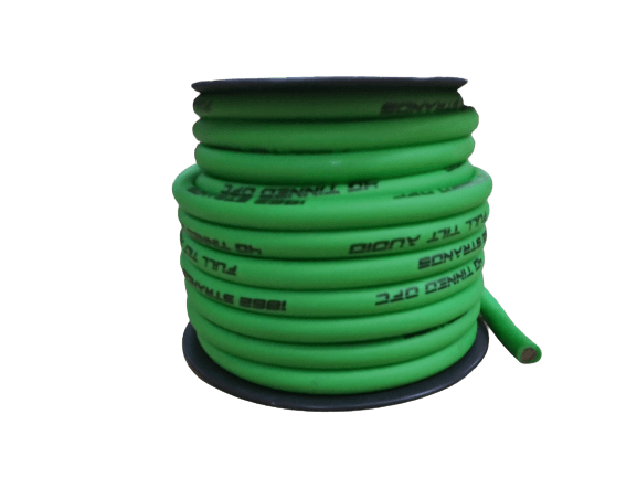 Full Tilt 4 Gauge Lime Green 50' OFC Power/Ground Cable/Wire - Showtime Electronics