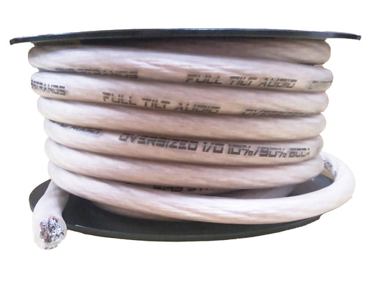 Full Tilt 50' Clear 1/0 Gauge CCA Power/Ground Cable - Showtime Electronics