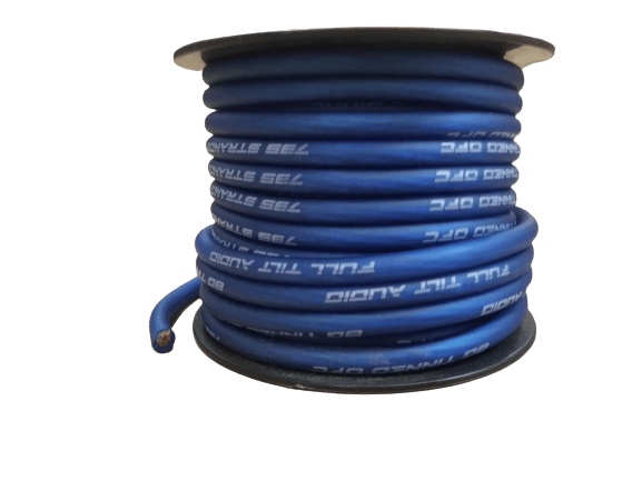 Full Tilt 8 Gauge Blue 50' OFC Power/Ground Cable/Wire - Showtime Electronics