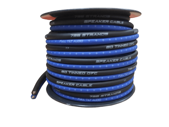 Full Tilt 8 Gauge Blue/Black 50' Tinned OFC Oxygen Free Copper Speaker Wire - Showtime Electronics