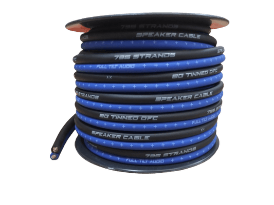 Full Tilt 8 Gauge Blue/Black 50' Tinned OFC Oxygen Free Copper Speaker Wire - Showtime Electronics