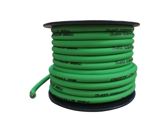 Full Tilt 8 Gauge Lime Green 50' OFC Power/Ground Cable/Wire - Showtime Electronics