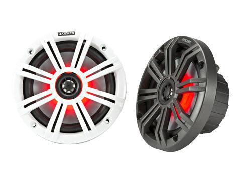 Kicker 45KM654L 390W 4-Ohm 6.5" 6-1/2 Coaxial Marine Speakers w/ LED Lights - Showtime Electronics