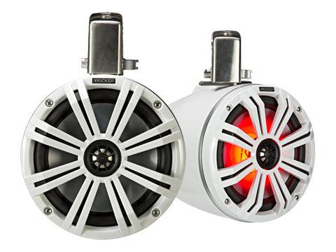 Kicker 45KMTC8W 8" 300W Marine/Boat 7-Color-LED Tower Speakers+White Grilles - Showtime Electronics