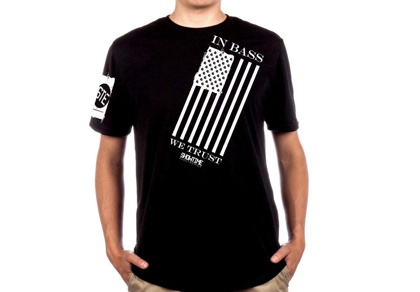 Showtime 'In Bass We Trust' T-Shirt And 5-Pack Decals - Showtime Electronics