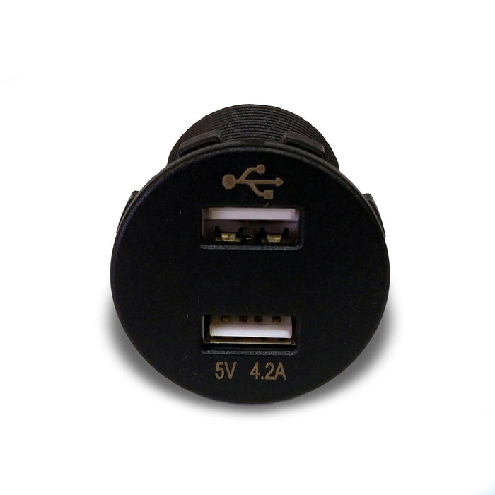 Sparked Red LED Voltmeter with Dual USB Ports Charger Car Audio/Racing/Marine - Showtime Electronics