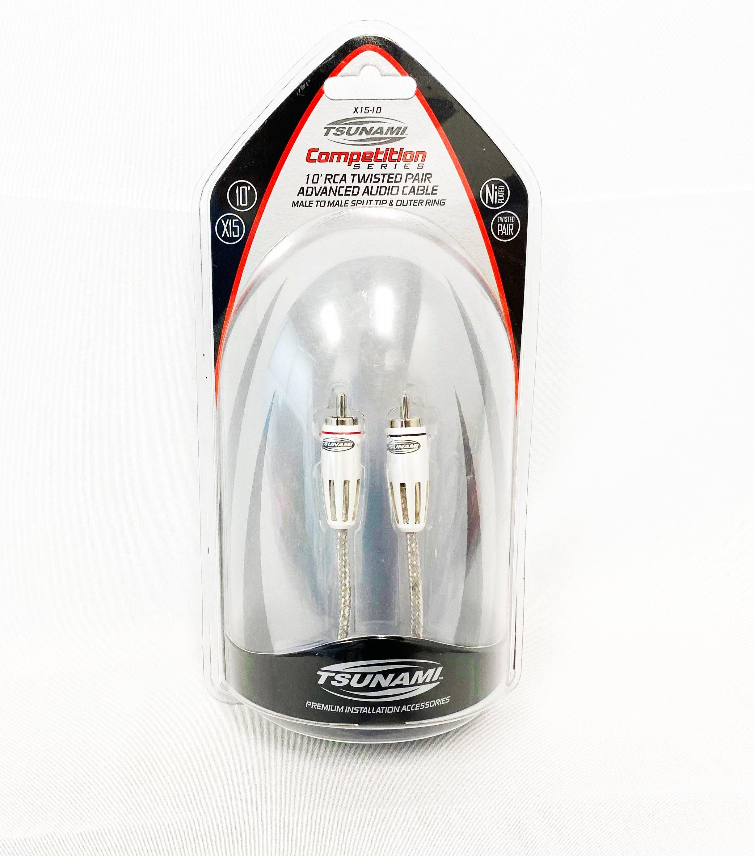 Tsunami X15-10 10' Nickel-Plated Competition Series Twisted Pair RCA - Showtime Electronics