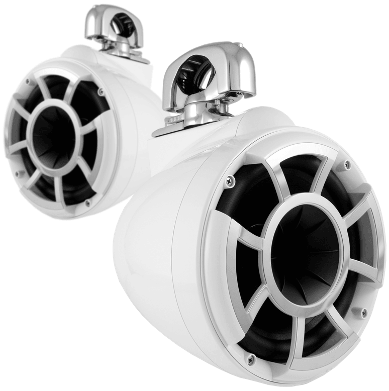 Wetsounds REV 8 W-SC 8" 400W White Tower Speaker w/TC3 Mini Swivel Clamps - Showtime Electronics