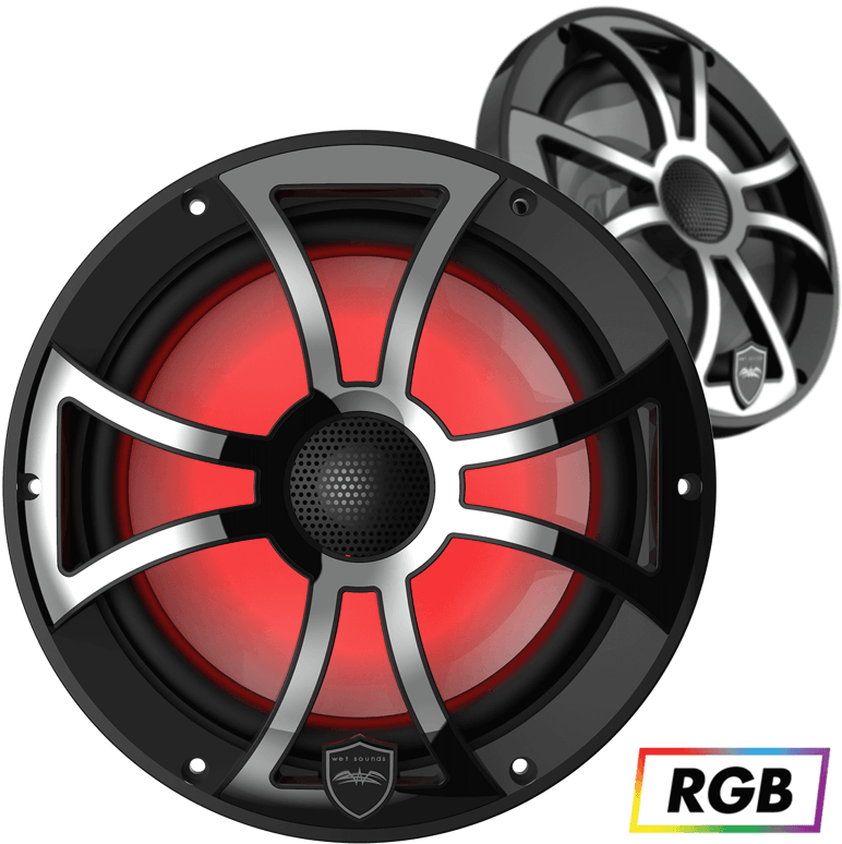 Wetsounds REVO 8-XS-B-SS 8" 300W Marine RGB Coaxial Speakers+Black/Stainless Grills - Showtime Electronics